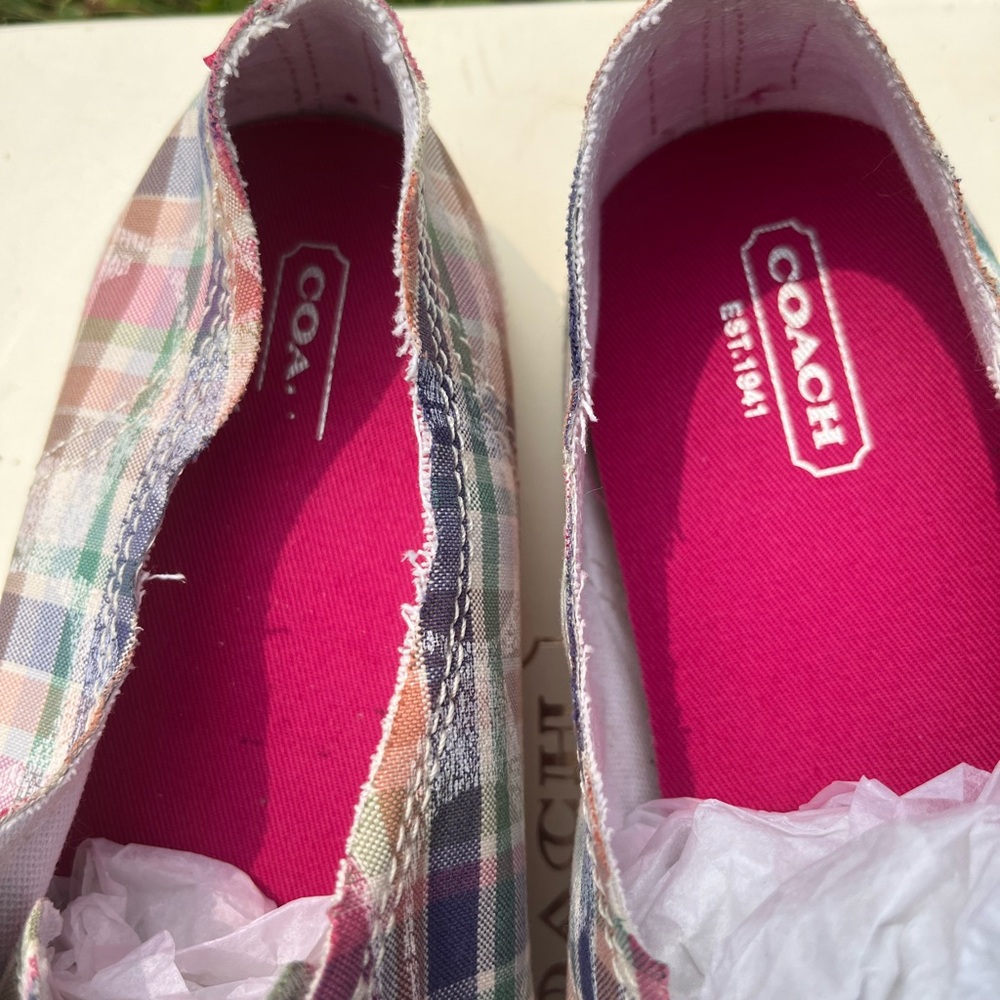 Coach Pink and Green Slip-On Sneakers with Elastic Panels - Picture 5 of 6